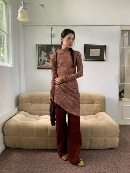 Dorydory Brick Red Slouchy Relaxed Boyfriend Women&