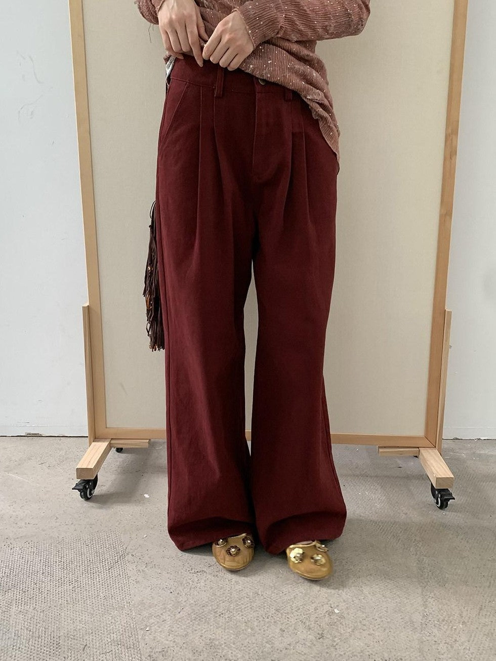 Dorydory Brick Red Slouchy Relaxed Boyfriend Women&