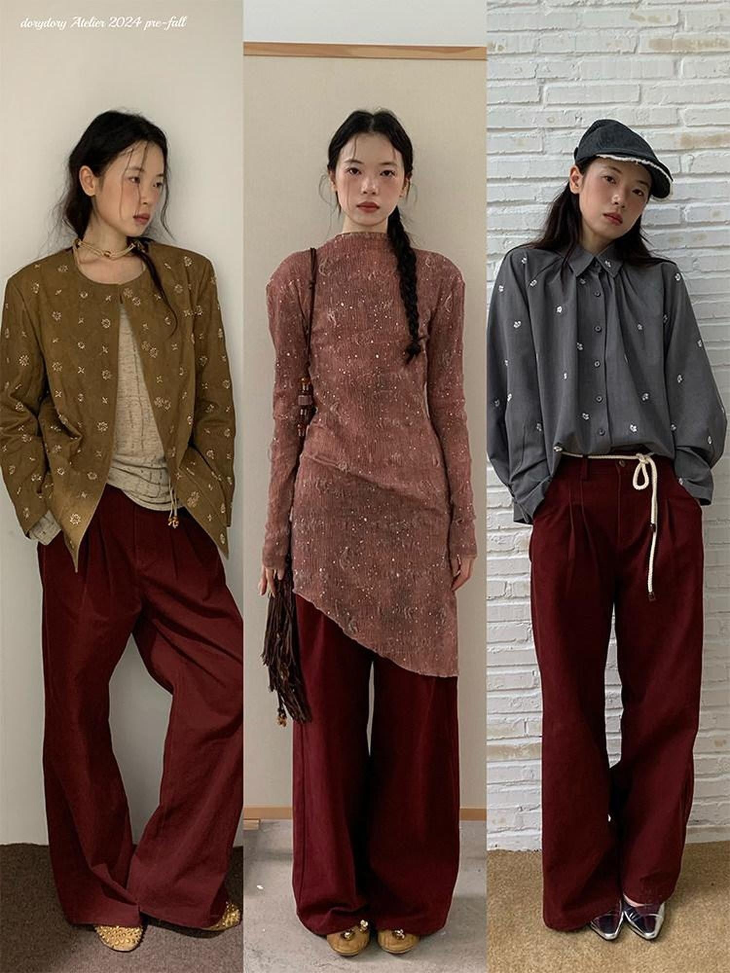 Dorydory Brick Red Slouchy Relaxed Boyfriend Women&