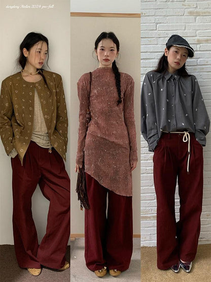 Dorydory Brick Red Slouchy Relaxed Boyfriend Women&