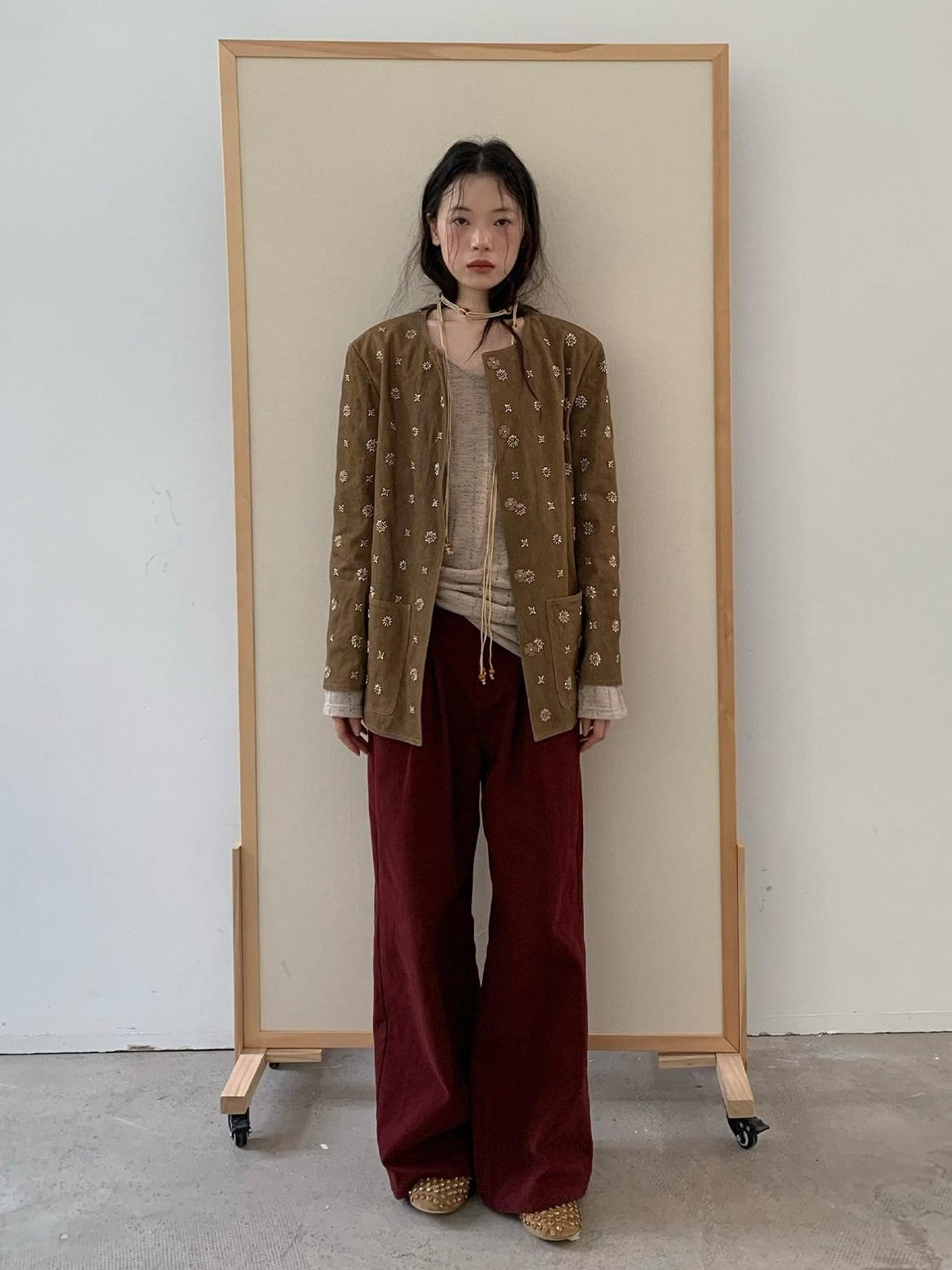 Dorydory Brick Red Slouchy Relaxed Boyfriend Women&