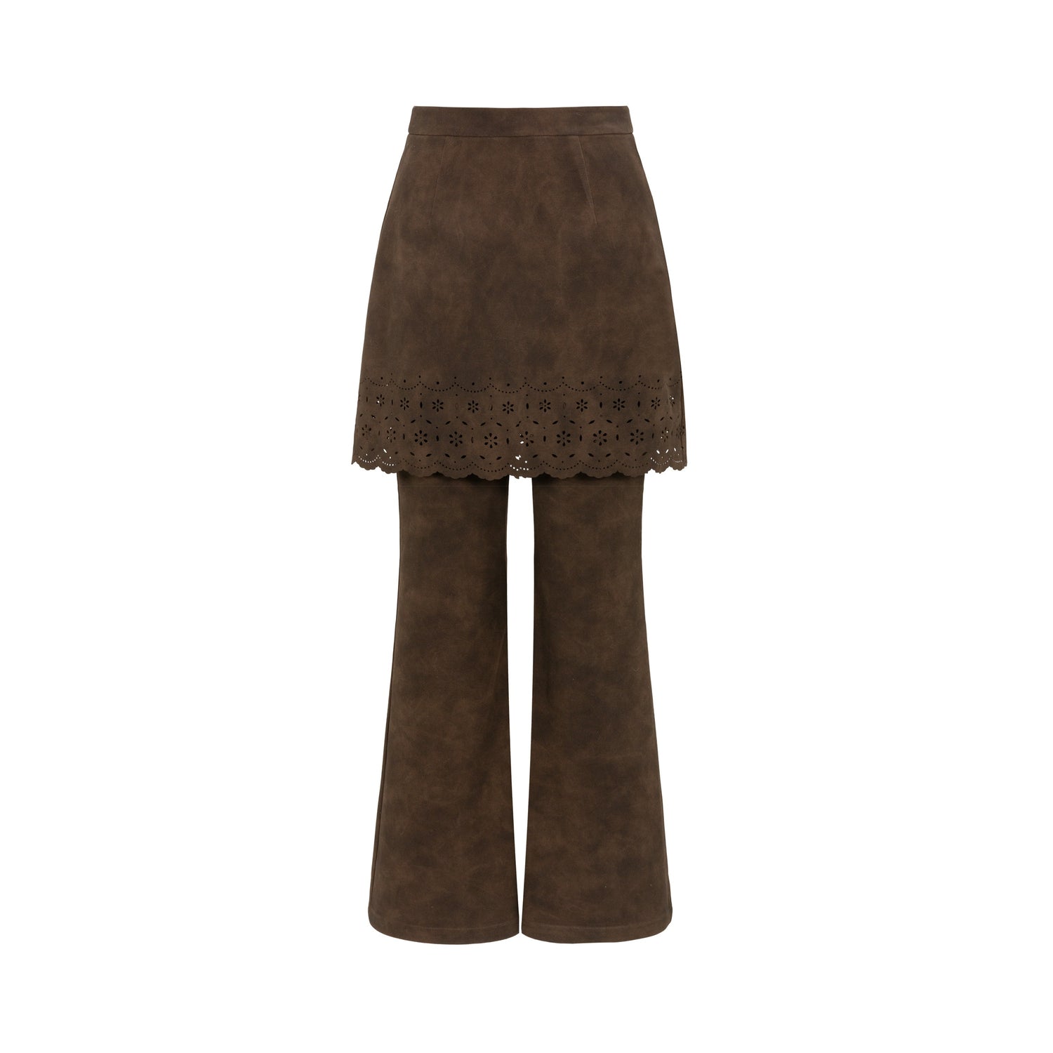 Dorydory_Brown_Cutout_Lace_High_Waist_Slimming_Micro_Flare_Women&
