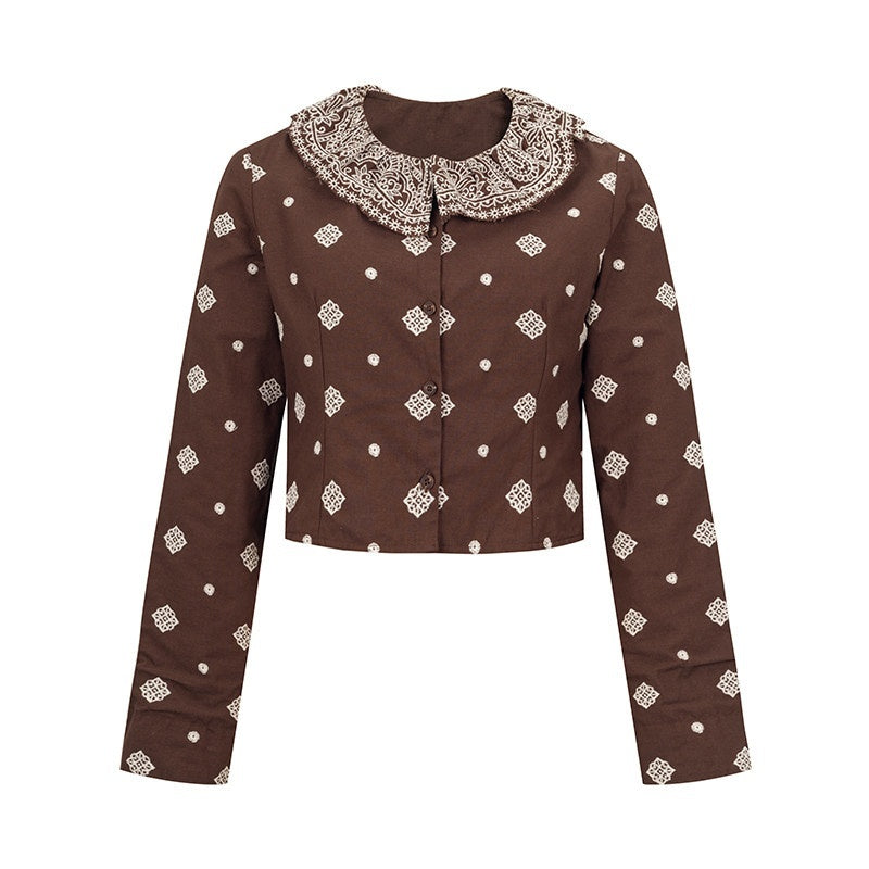 Dorydory_Brown_Embroidered_Crop_Two_Piece_Women&
