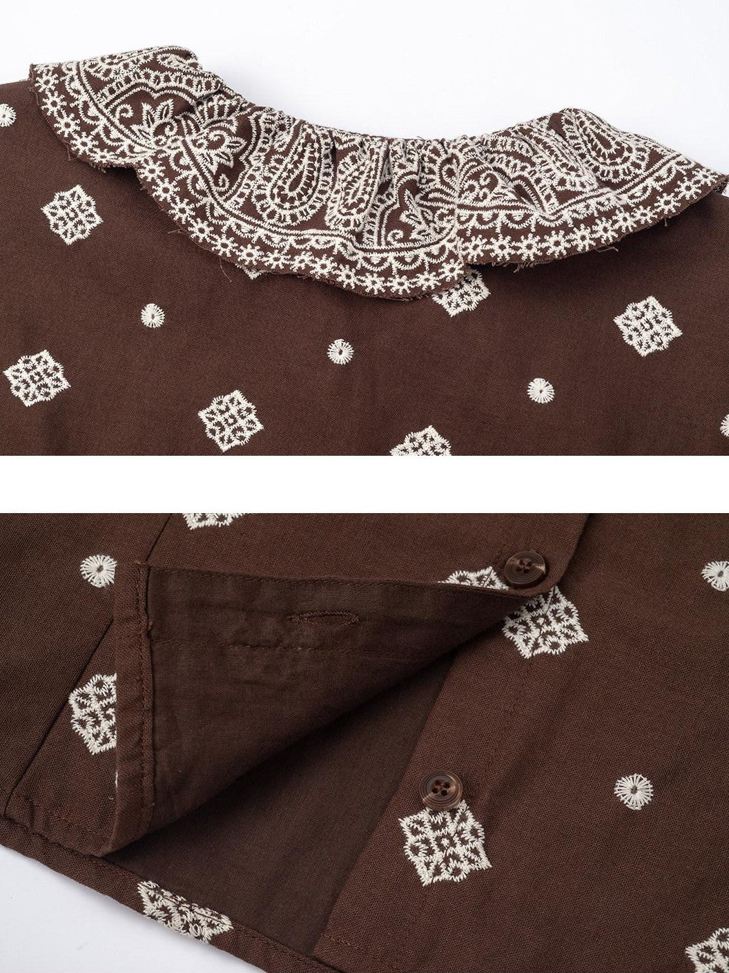 Dorydory Brown Embroidered Crop Two Piece Women&