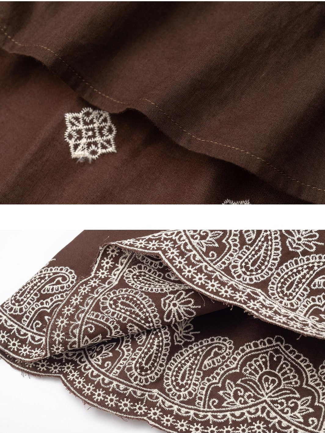 Dorydory Brown Embroidered Crop Two Piece Women&