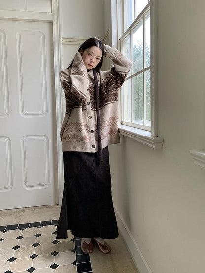 Dorydory Brown Fair Isle Vintage Long Sleeve Women&