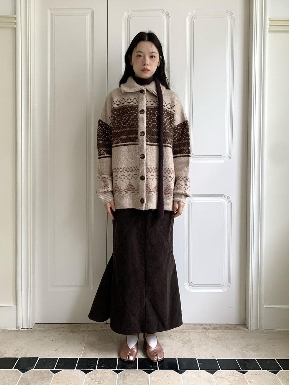 Dorydory Brown Fair Isle Vintage Long Sleeve Women&