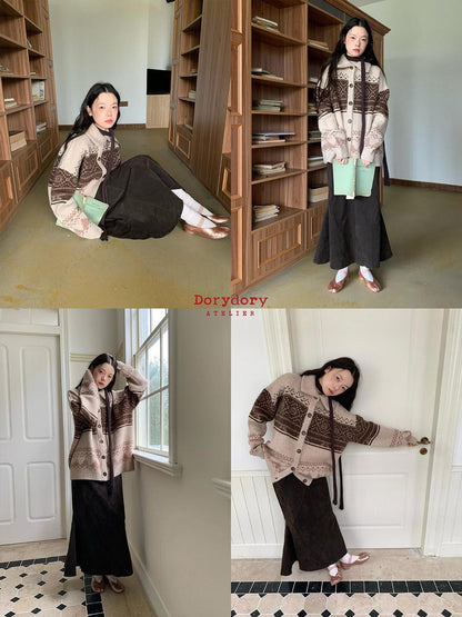 Dorydory Brown Fair Isle Vintage Long Sleeve Women&