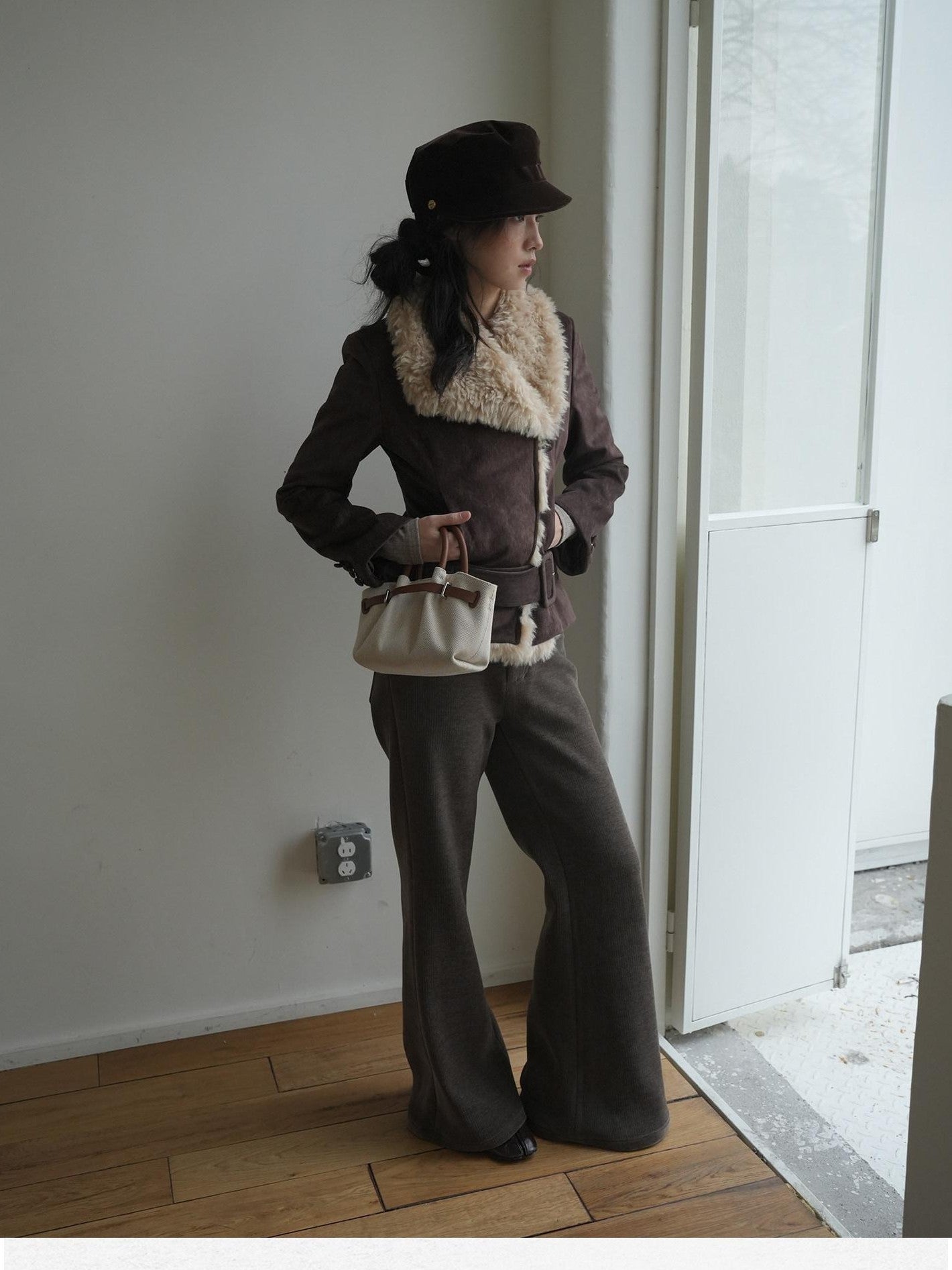 Dorydory Brown Green Vintage Velvet Detachable Skirt Mid Low Waist Women&