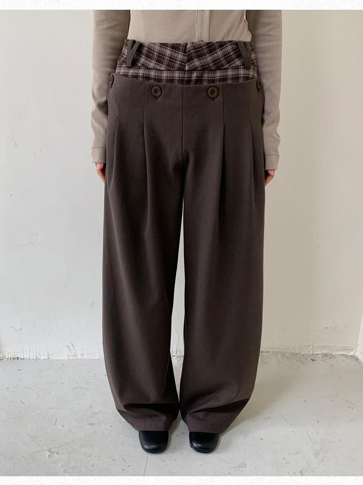 Dorydory Brown Plaid Patchwork Tailored Women&