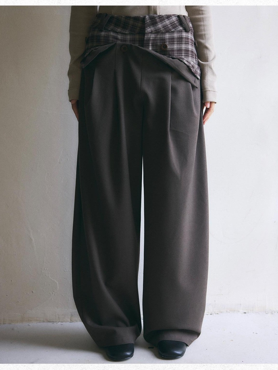 Dorydory Brown Plaid Patchwork Tailored Women&