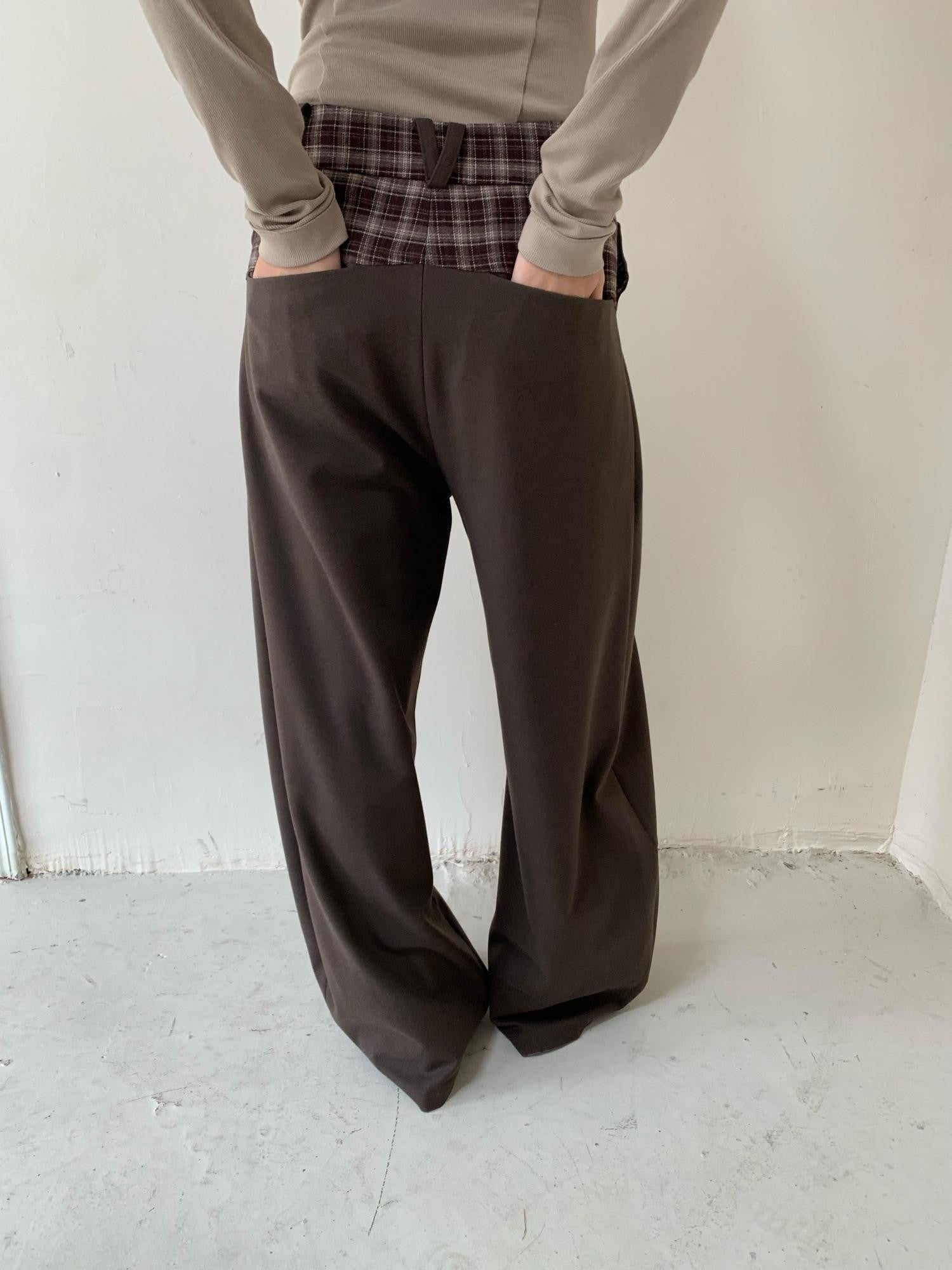 Dorydory Brown Plaid Patchwork Tailored Women&