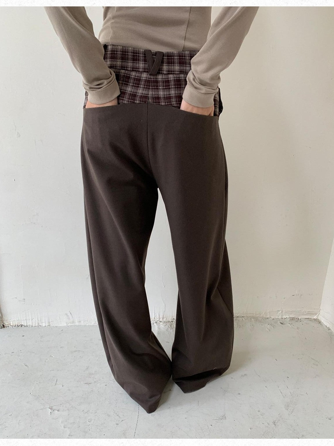 Dorydory Brown Plaid Patchwork Tailored Women&