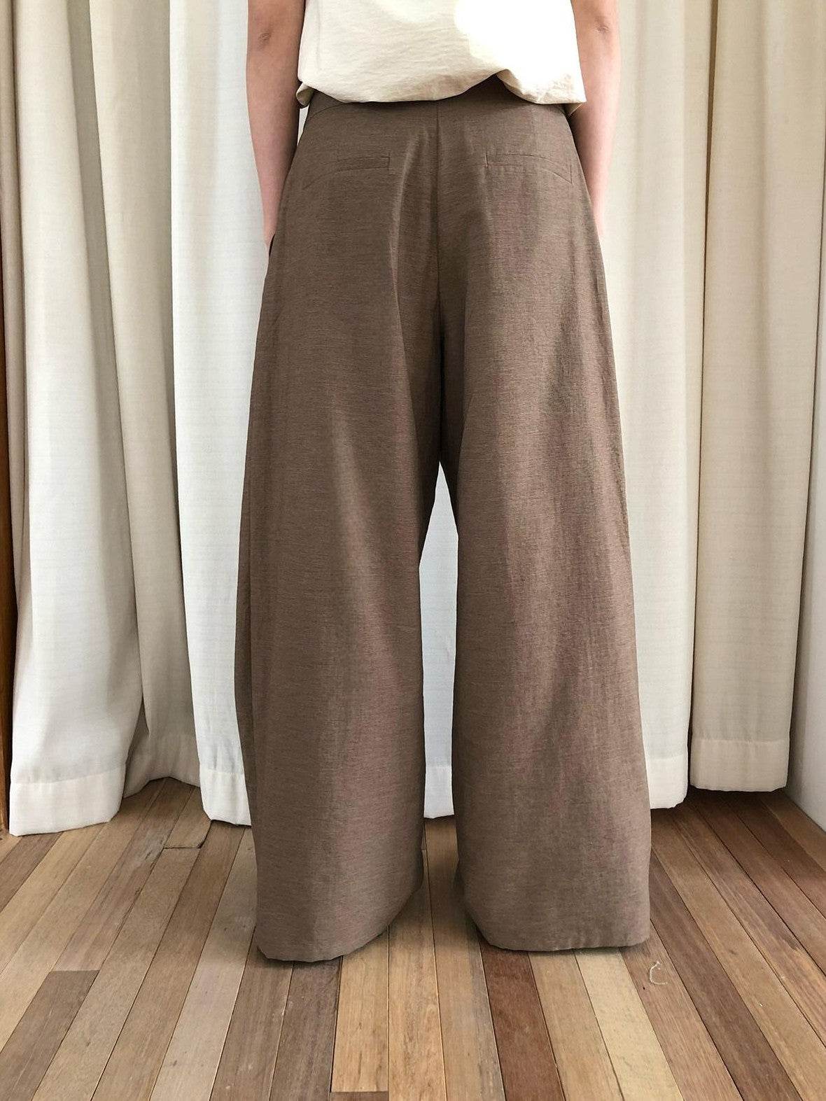 Dorydory Brown Vintage Pleated Natural Waist Women&