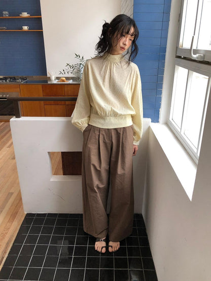 Dorydory Brown Vintage Pleated Natural Waist Women&