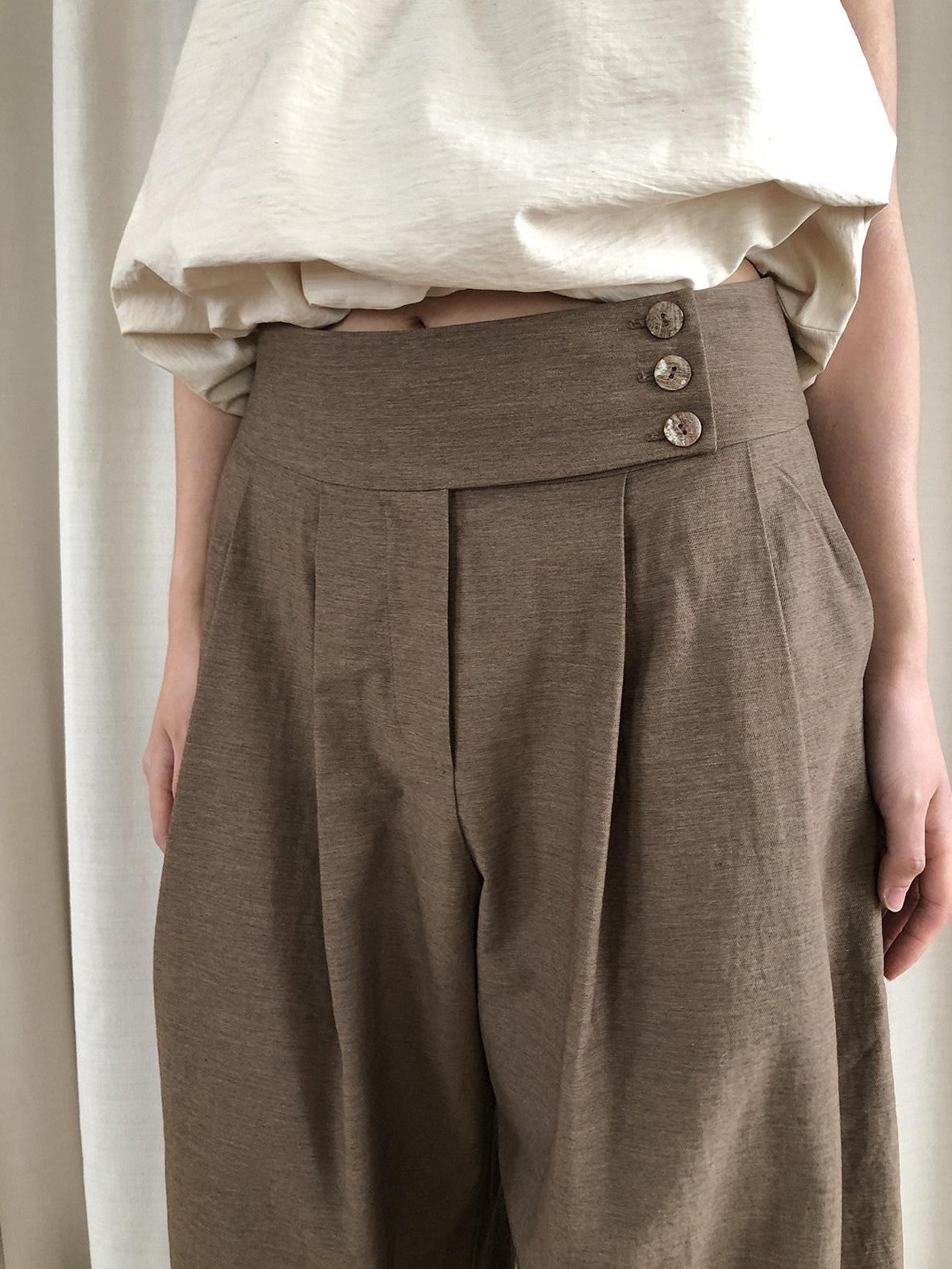 Dorydory Brown Vintage Pleated Natural Waist Women&