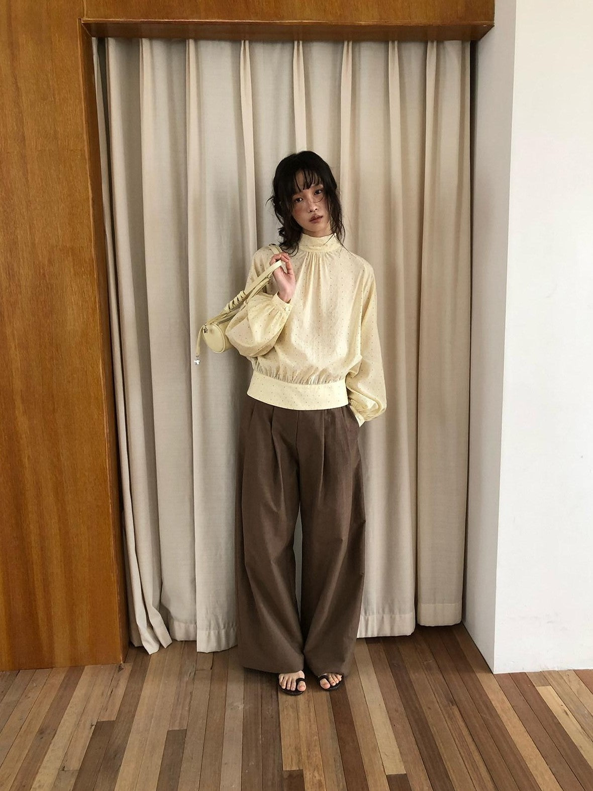 Dorydory Brown Vintage Pleated Natural Waist Women&