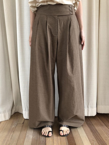 Dorydory Brown Vintage Pleated Natural Waist Women&