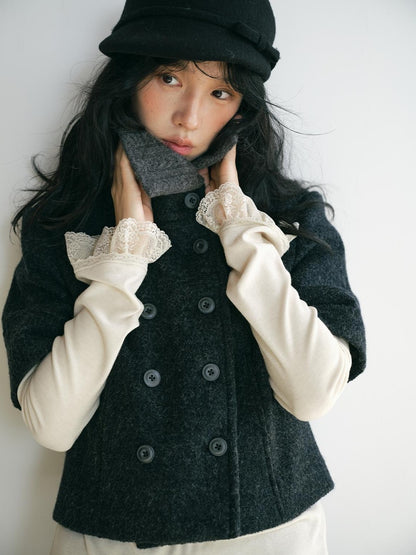 Dorydory Cable Knit Double Breasted Half Sleeve Women&