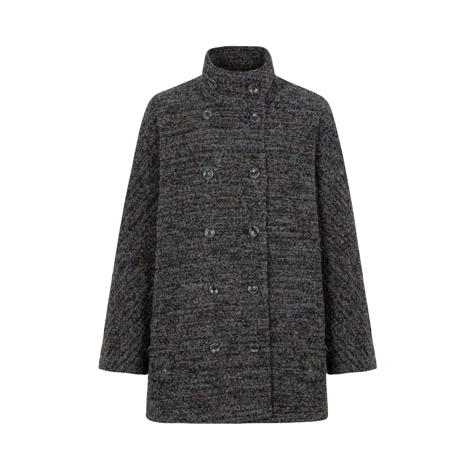 Dorydory_Camel_Loop_Textured_Double_Breasted_Stand_Collar_Women&