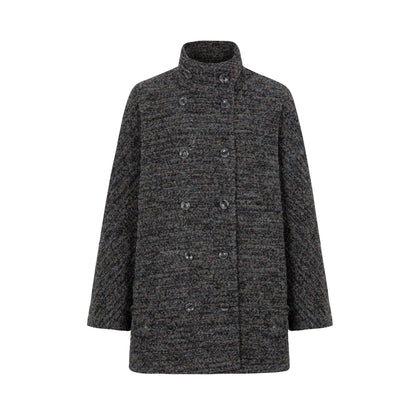 Dorydory_Camel_Loop_Textured_Double_Breasted_Stand_Collar_Women&