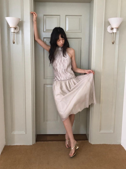 Dorydory Champagne Off Shoulder Irregular A Line Slim Women&