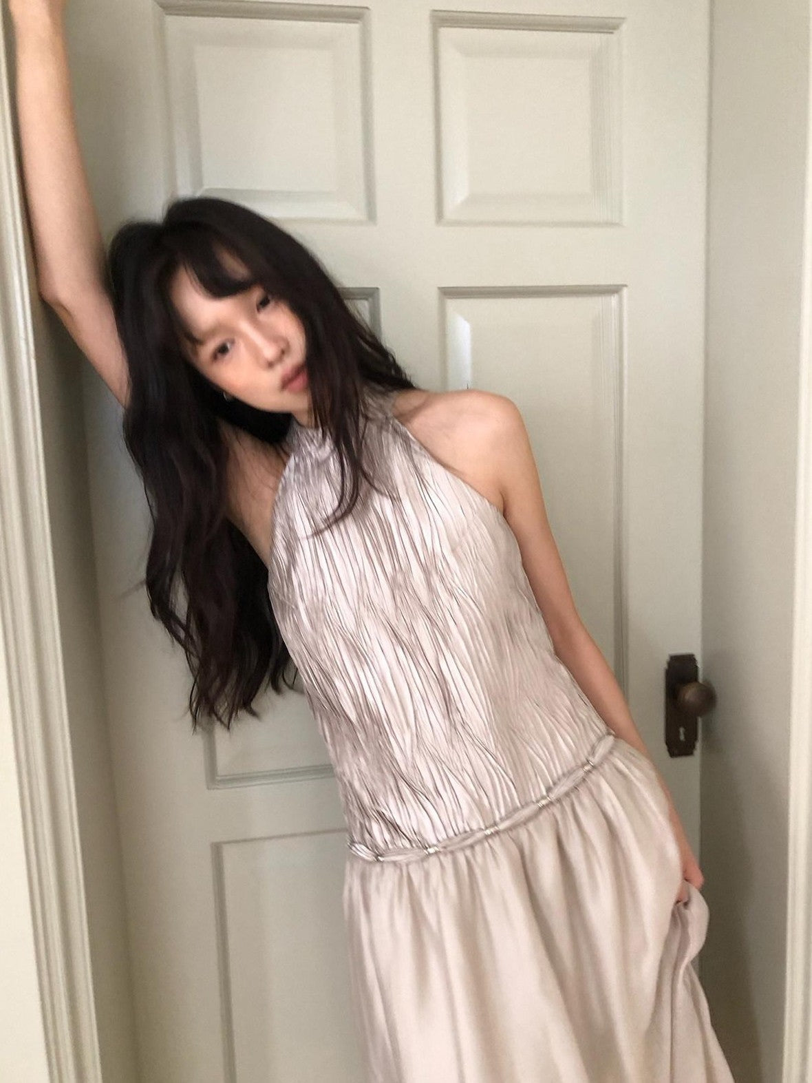 Dorydory Champagne Off Shoulder Irregular A Line Slim Women&