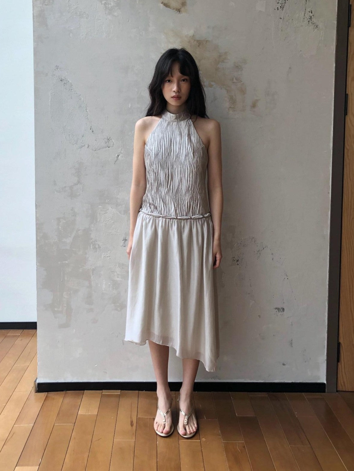Dorydory Champagne Off Shoulder Irregular A Line Slim Women&