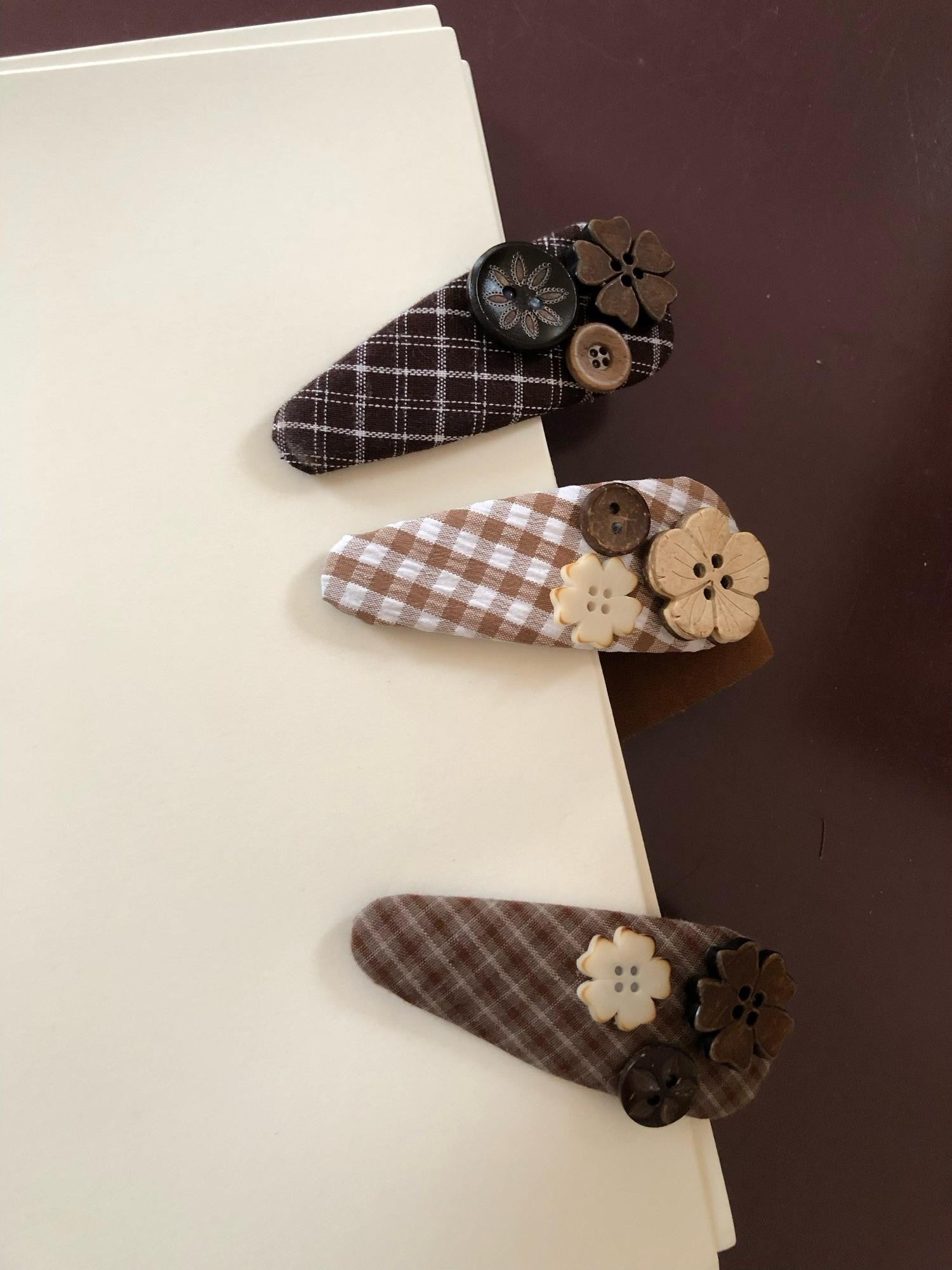 Dorydory Checkered Plaid Button Side Clip Vintage Women&