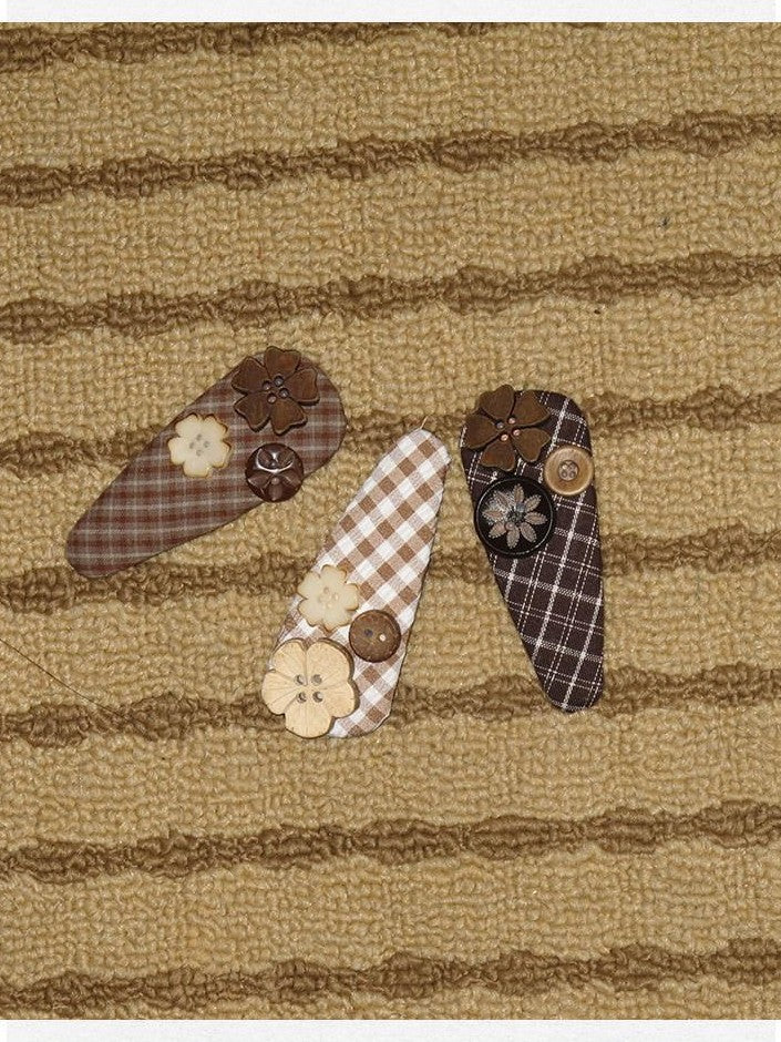 Dorydory Checkered Plaid Button Side Clip Vintage Women&