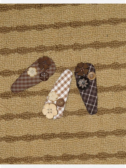 Dorydory Checkered Plaid Button Side Clip Vintage Women&