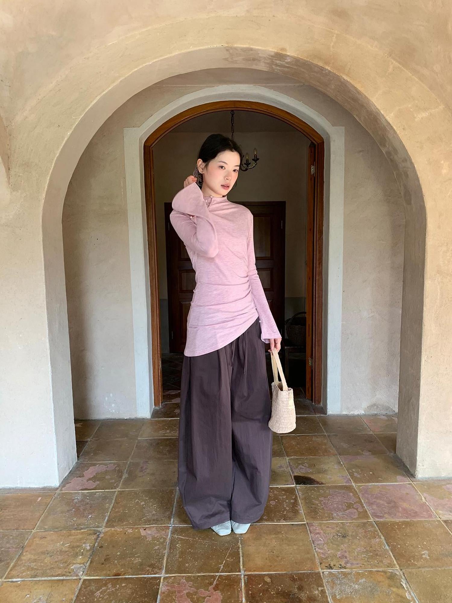 Dorydory Chinese Knot Button Tunic Top With Flared Sleeves