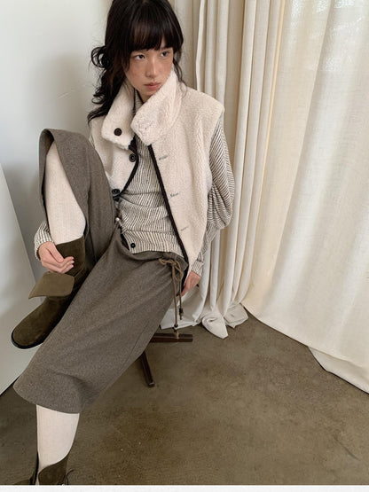 Dorydory Chocolate Reversible Faux Lamb Fleece Vintage Women&