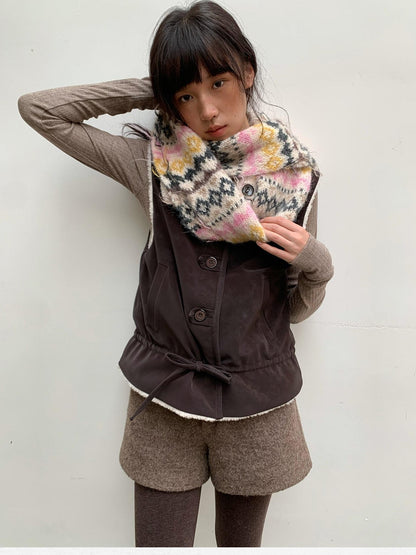 Dorydory Chocolate Reversible Faux Lamb Fleece Vintage Women&