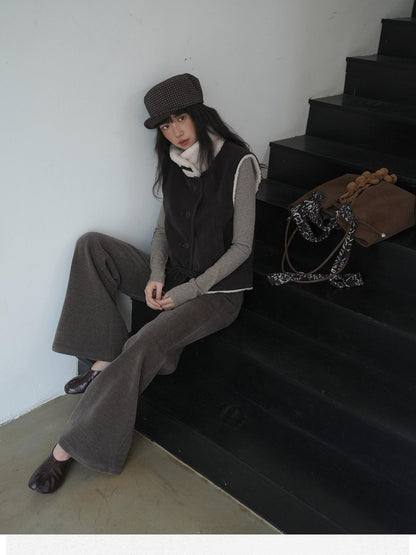 Dorydory Chocolate Reversible Faux Lamb Fleece Vintage Women&