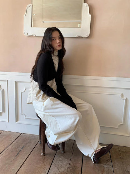 Classic Dot Bow Tie Blouse With Detachable High Collar