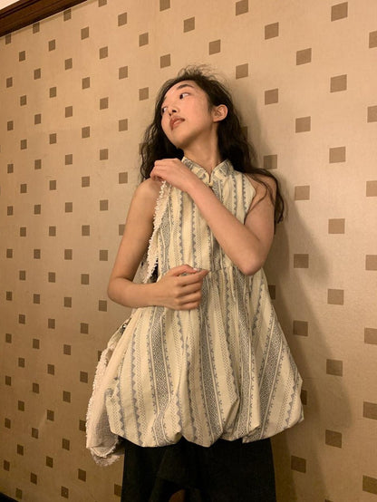 Dorydory Cloud Blossom Jacquard Standing Collar Yarn Dyed Women&