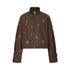 Dorydory Coffee Brown High Neck 3d Embroidered Beaded Women&