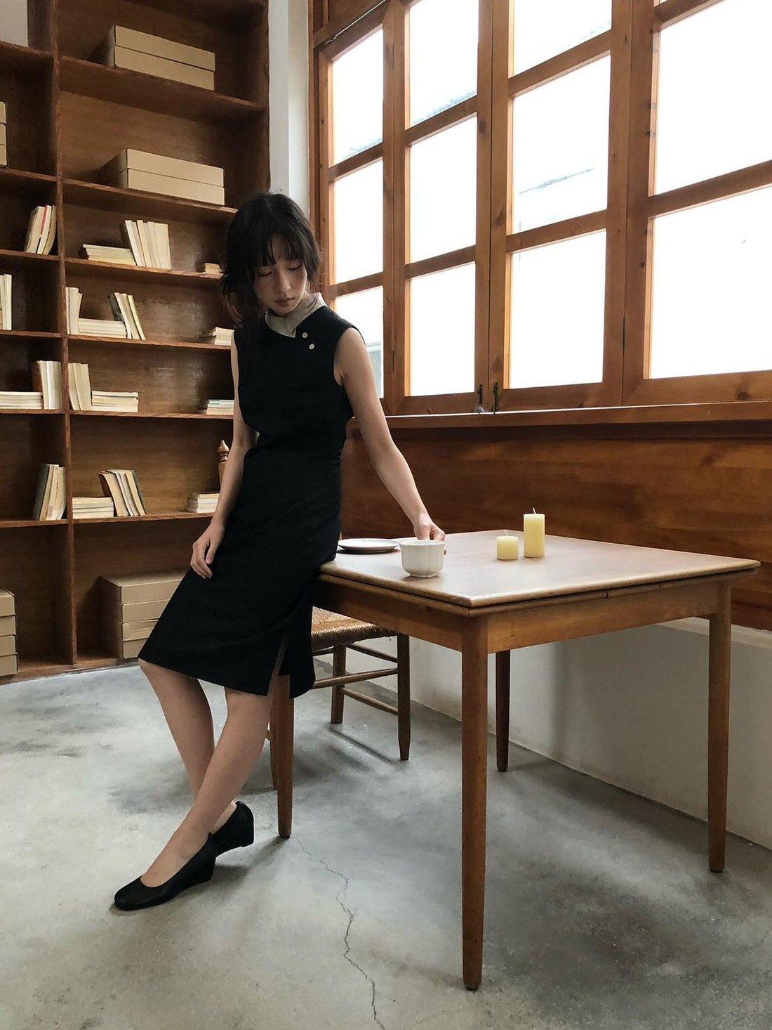 Dorydory Colorblock Small Turn Collar Qipao Sleeveless Women&