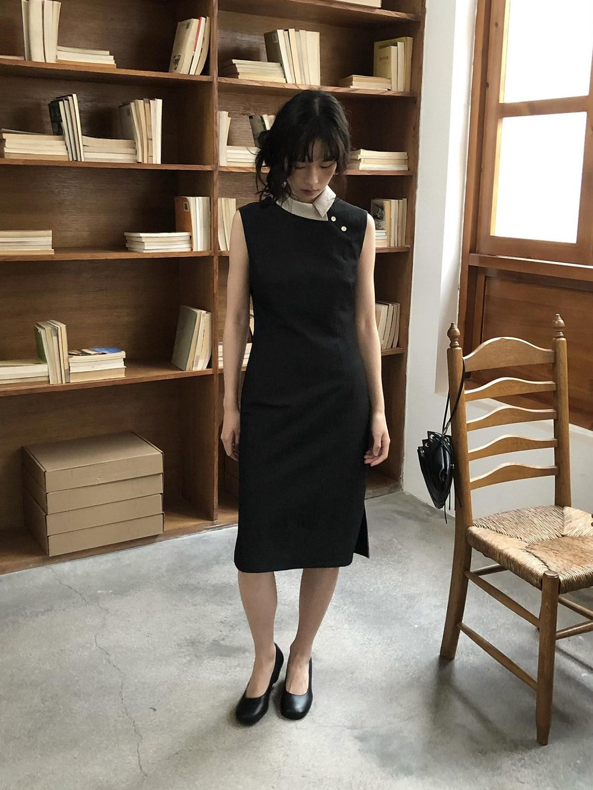 Dorydory Colorblock Small Turn Collar Qipao Sleeveless Women&