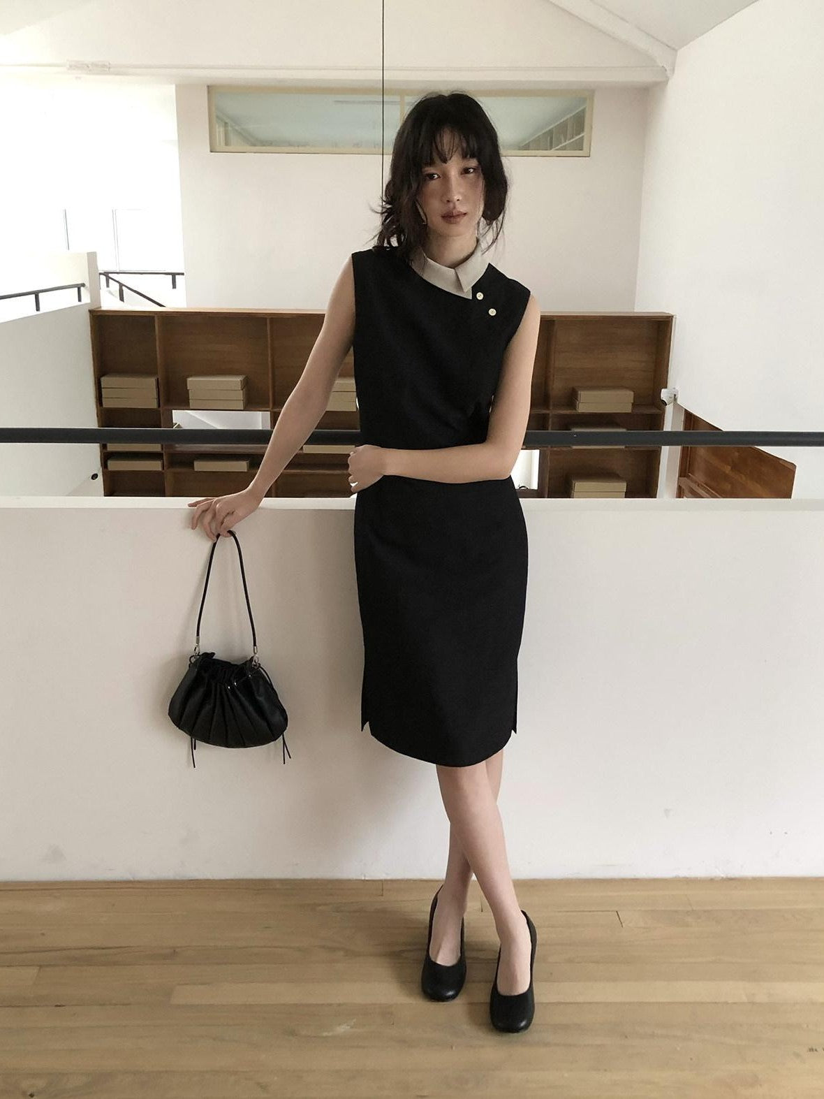 Dorydory Colorblock Small Turn Collar Qipao Sleeveless Women&