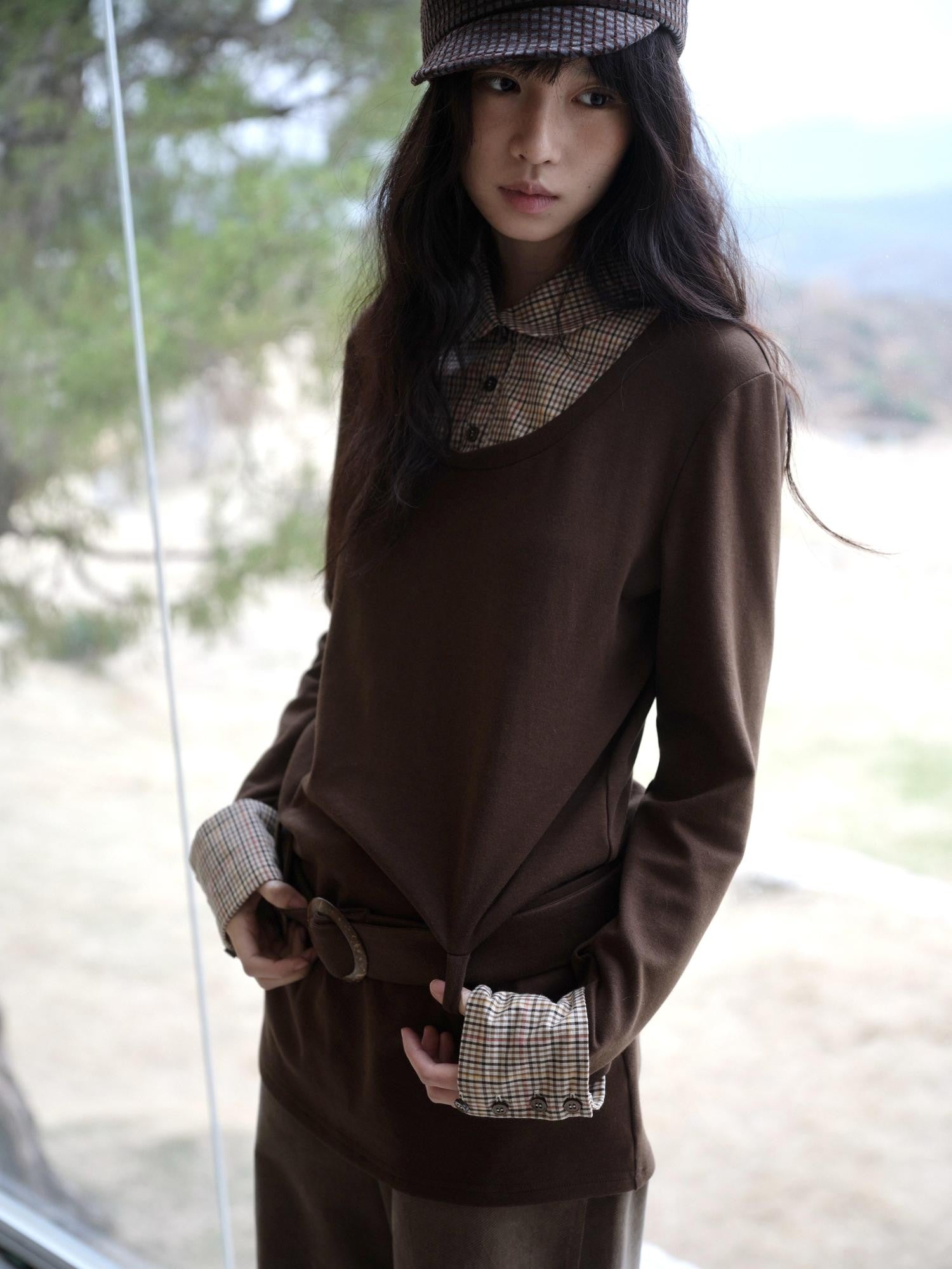 Dorydory Colorblock Splice Faux Two Piece Women&