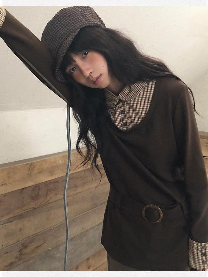 Dorydory Colorblock Splice Faux Two Piece Women&