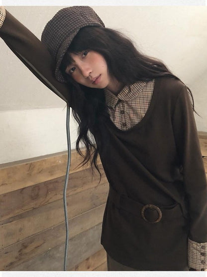 Dorydory Colorblock Splice Faux Two Piece Women&