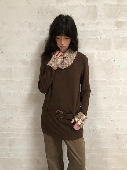 Dorydory Colorblock Splice Faux Two Piece Women&