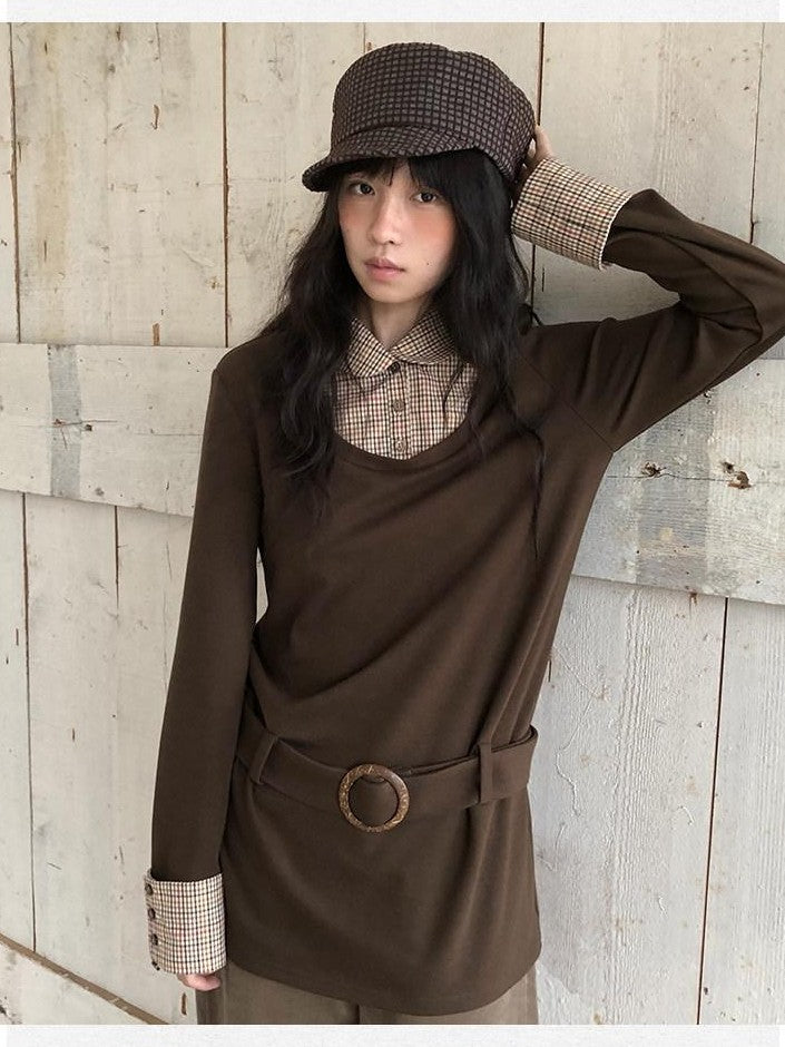 Dorydory Colorblock Splice Faux Two Piece Women&