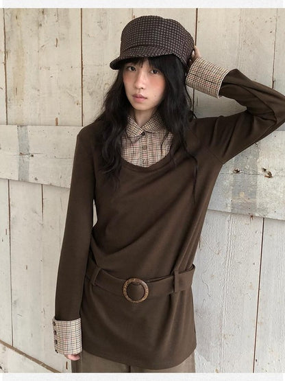 Dorydory Colorblock Splice Faux Two Piece Women&