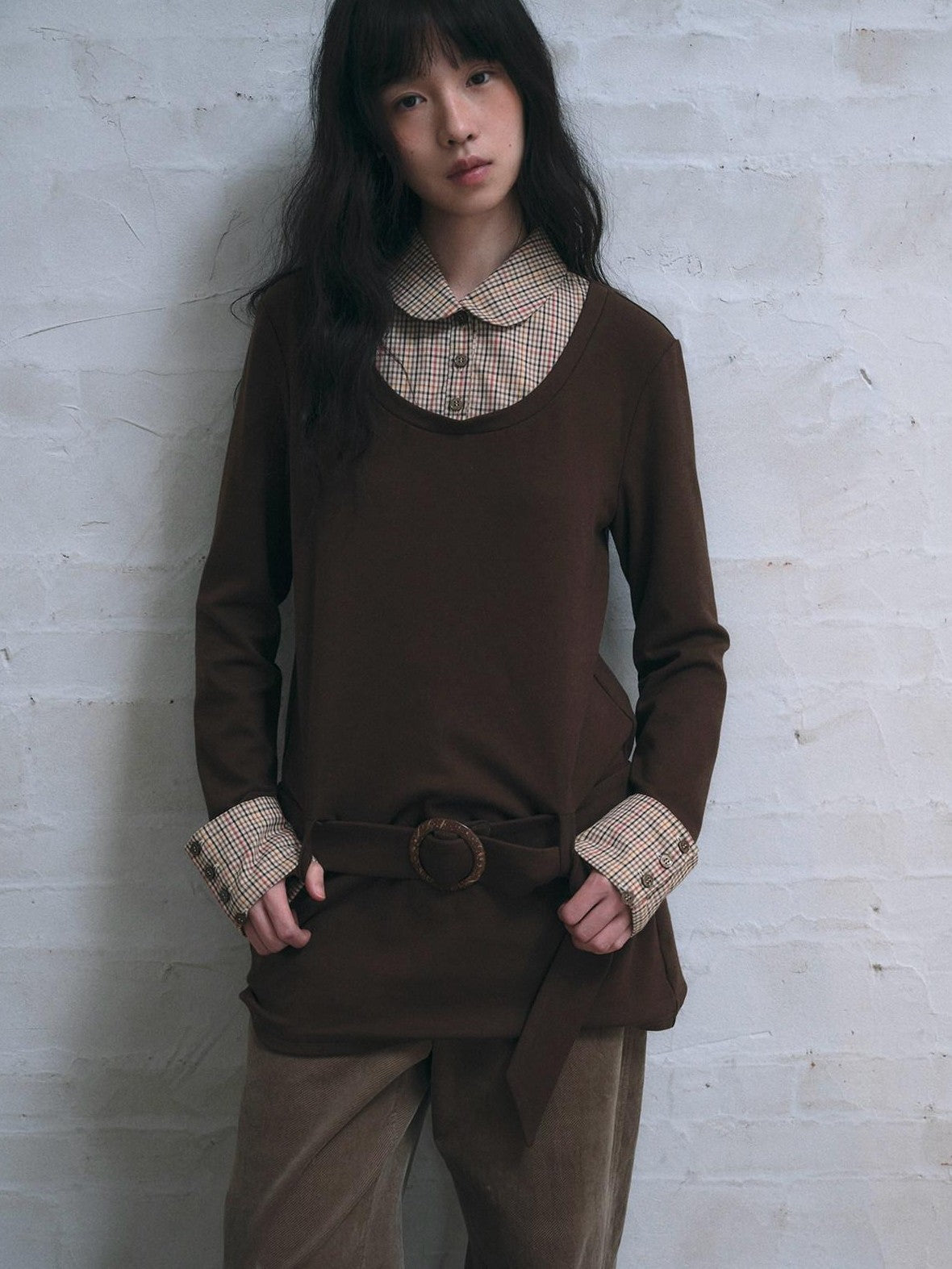 Dorydory Colorblock Splice Faux Two Piece Women&