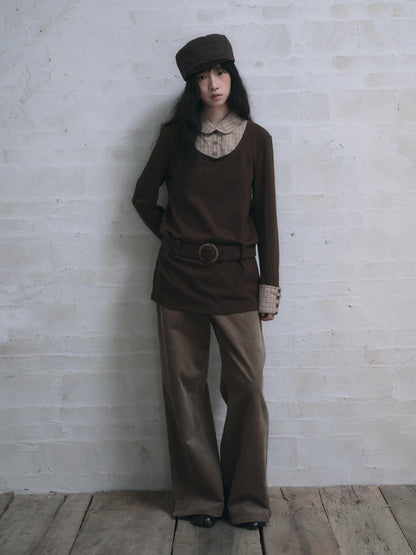 Dorydory Colorblock Splice Faux Two Piece Women&