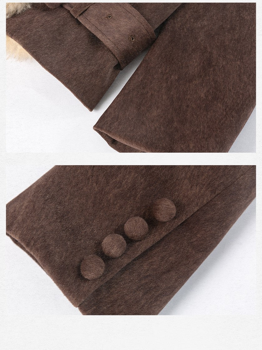 Dorydory Commuter Shearling Patchwork Lapel Slim Fit Women&